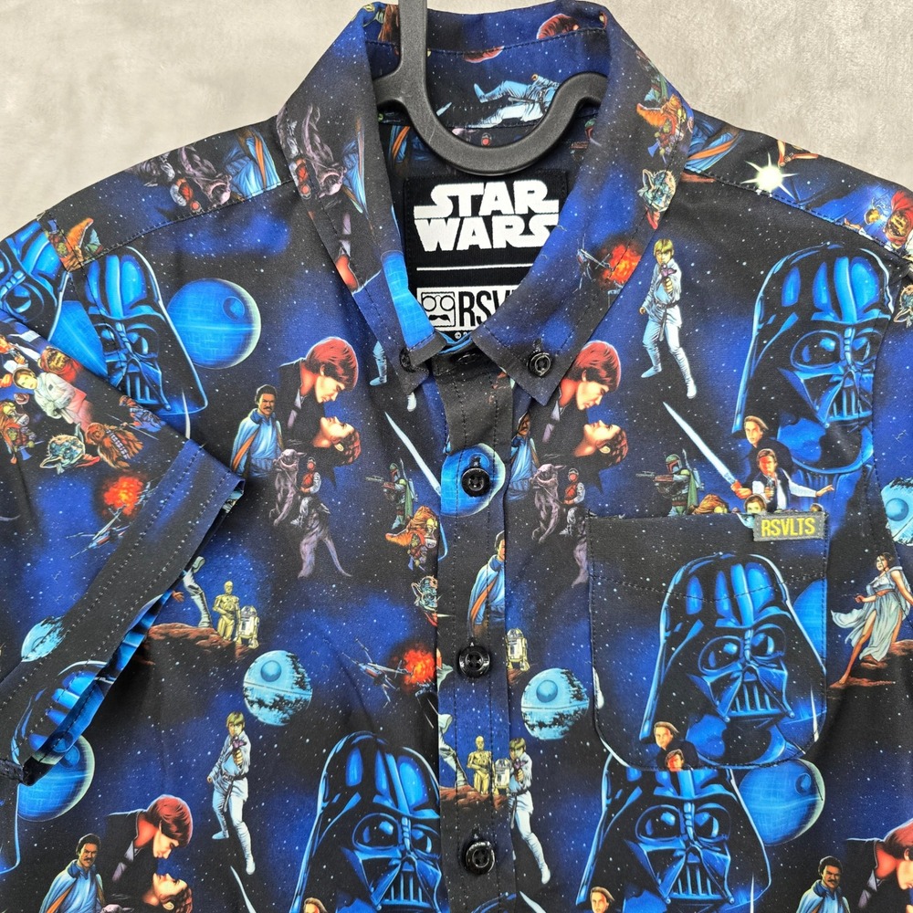 RSVLTS Star Wars The Trilogy Shirt Kids XS Blue Button Down Short Sleeve